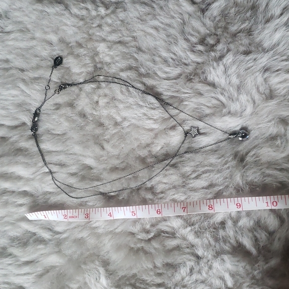 Juicy Couture Double Layer Hematite Star and Heart Crystal Pave Necklace - Picture 11 of 11